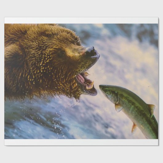 Verbluffend grizzly beer zalm afbeelding cadeaupapier (Vlak)