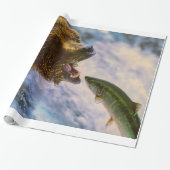 Verbluffend grizzly beer zalm afbeelding cadeaupapier (Uitgerold)