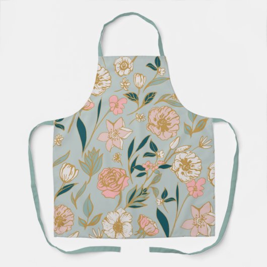 Verbluffend groen roze ventilatorpatroon schort (Voorkant)