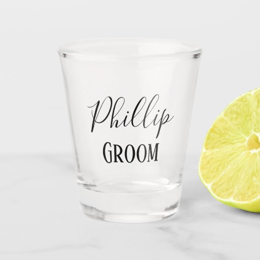 Verbluffend Groom Black script Shot Glas (Voorkant)