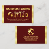 Verbluffend handyman gereedschap met gouden strepe visitekaartje (Voorkant / Achterkant)