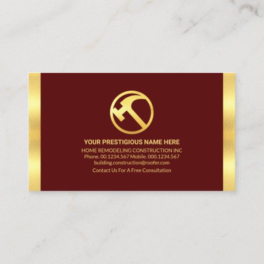 Verbluffend handyman gereedschap met gouden strepe visitekaartje (Achterkant)