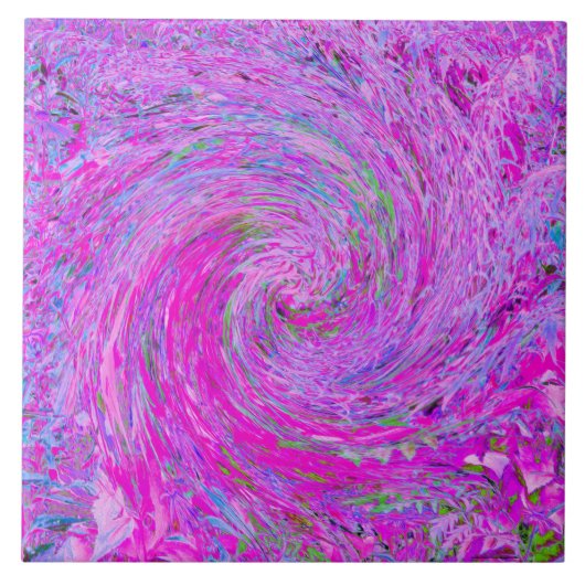 Verbluffend heet roze abstract gedraaide bladgolf tegeltje (Voorkant)