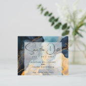 Verbluffend Indigo Blauw en Goud Abstract Kaart (Staand voorkant)