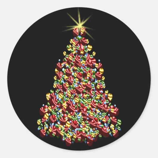 Verbluffend kerstboomschildpad met Kerstmis Ronde Sticker (Voorkant)