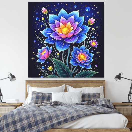 Verbluffend Kosmische Bloemendromen Ontwerp Canvas Afdruk (Insitu (Slaapkamer))