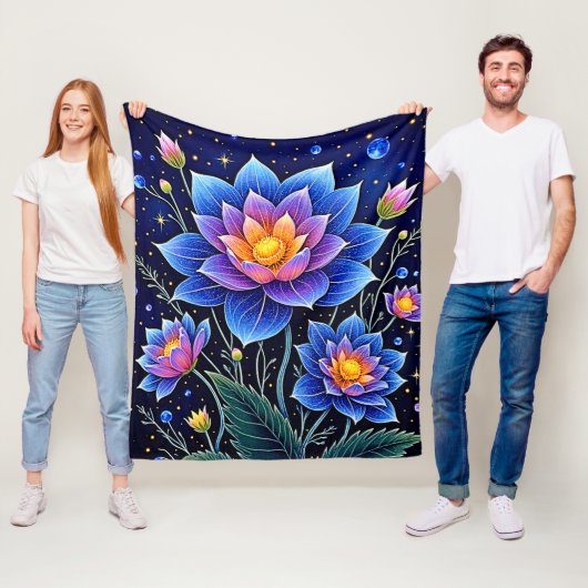 Verbluffend Kosmische Bloemendromen Ontwerp Fleece Deken (In situ)
