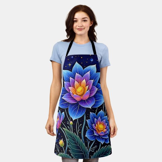 Verbluffend Kosmische Bloemendromen Ontwerp Schort (Gedragen)