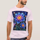 Verbluffend Kosmische Bloemendromen Ontwerp T-shirt (Voorkant)