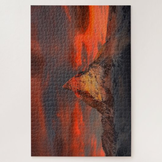 Verbluffend landschap in de rode hemel legpuzzel (Verticaal)