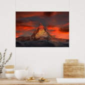 Verbluffend landschap in de rode hemel poster (Keuken)