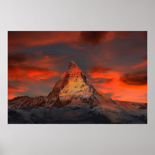Verbluffend landschap in de rode hemel poster (Voorkant)