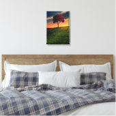 Verbluffend landschap met een rode boom op zonsond canvas afdruk (Insitu (Slaapkamer))