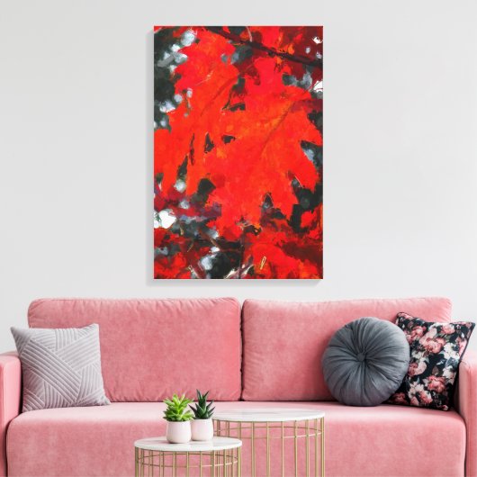 Verbluffend leder van rode mantel canvas afdruk (Insitu (Woonkamer))