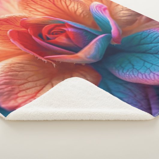 Verbluffend levendig, veelkleurig bloemontwerp sherpa deken (3/4)