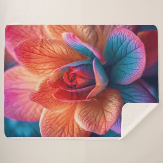 Verbluffend levendig, veelkleurig bloemontwerp sherpa deken (Voorkant (horizontaal))