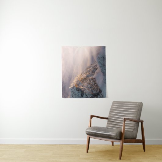 Verbluffend licht en mist op de berg wandkleed (In situ)