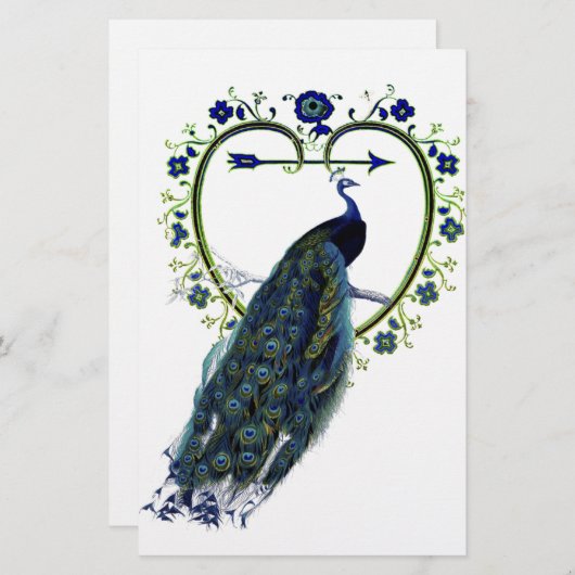 Verbluffend lijst van Peacock en hartbloem Briefpapier (Voorkant / Achterkant)