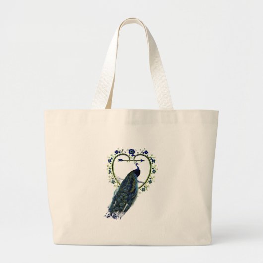 Verbluffend lijst van Peacock en  hartbloem Grote Tote Bag (Voorkant)