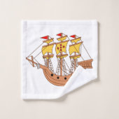 Verbluffend marien ontwerp met een piratenschip bad handdoek (Wasdoekje)