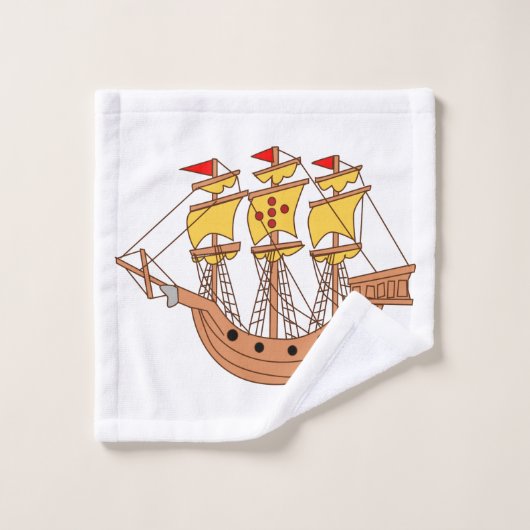 Verbluffend marien ontwerp met een piratenschip bad handdoek (Wasdoekje)