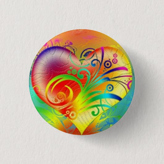 Verbluffend met kleurrijke liefdespop ronde button 3,2 cm (Voorkant)