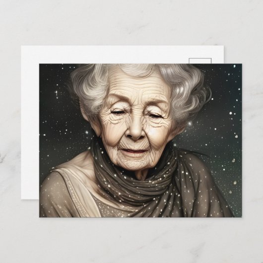 Verbluffend mooie digitale kunst voor oude vrouw briefkaart (Voorkant / Achterkant)