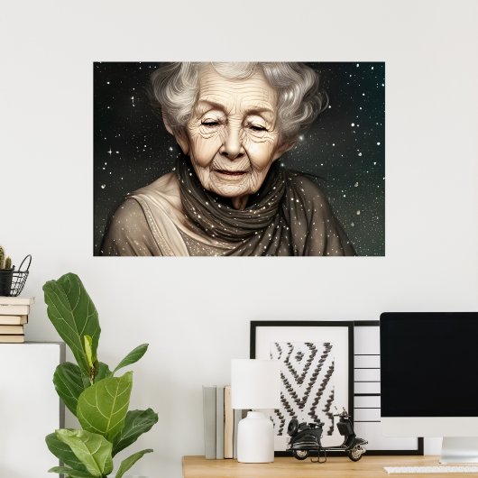 Verbluffend mooie digitale kunst voor oude vrouw poster (Thuiskantoor)