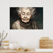 Verbluffend mooie digitale kunst voor oude vrouw poster (Keuken)