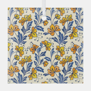 Verbluffend Naadloos Bloem- en Bladpatroon Glas Ornament