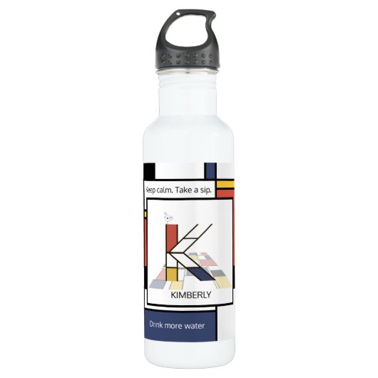 Verbluffend neoplasticisme Kunstmonogram. Brief K Waterfles (Voorkant)