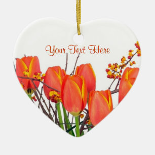 Verbluffend ontwerp van de Oranje Tulp Keramisch Ornament