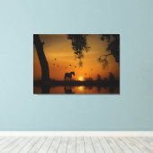 Verbluffend paardenwater en vogels in het zuidwest canvas afdruk (Insitu (Houten vloer))