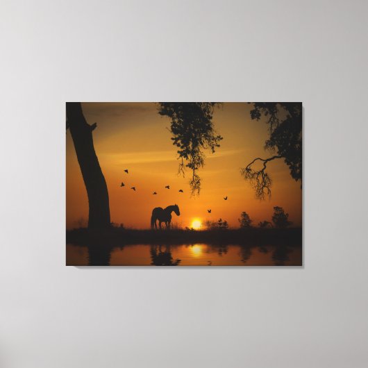 Verbluffend paardenwater en vogels in het zuidwest canvas afdruk (Voorkant)