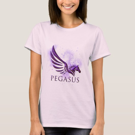Verbluffend Paars Pegasus Cosmic Background T-shirt (Voorkant)