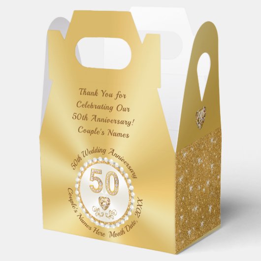 Verbluffend personaliseren, 50e Jubileum voor voet Bedankdoosjes (Geopend)