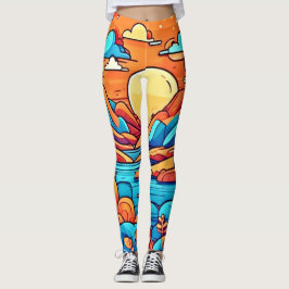 Verbluffend regenboog cartoonesk bos leggings