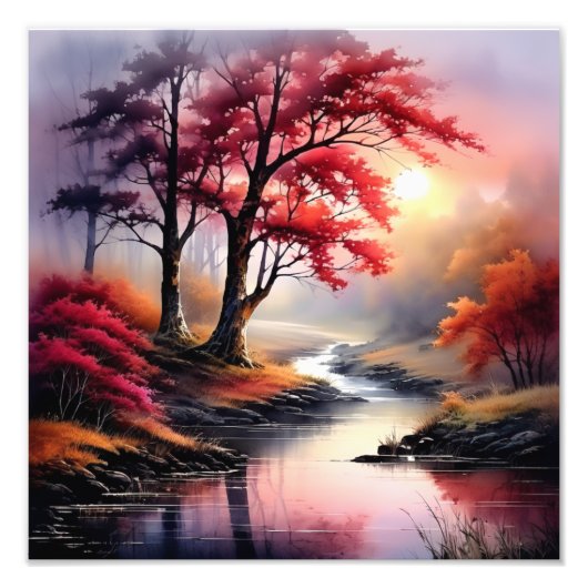 Verbluffend rivierlandschap schilderij foto afdruk (Voorkant)