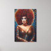 Verbluffend rood bombshell drag queen portret canvas afdruk (Voorkant)