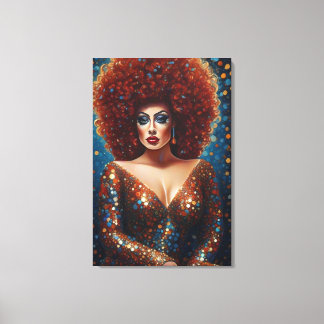 Verbluffend rood bombshell drag queen portret canvas afdruk