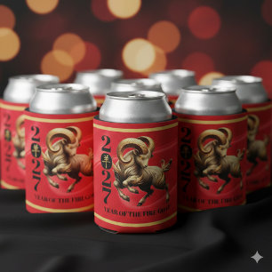 Verbluffend rood goud Chinees jaar van de vuur gei Blikjeskoeler