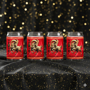 Verbluffend rood goud Chinees jaar van de vuurgeit Blikvorm Glas