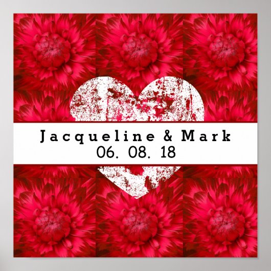 Verbluffend rood huwelijk Dahlia Petals X23 Poster (Voorkant)