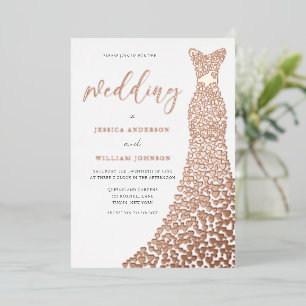Verbluffend Roos Gold Dress Elegant Weddenschap Folie Uitnodiging