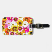 Verbluffend roze gele bloemenpatroon accessoires bagagelabel (Voorkant horizontaal)
