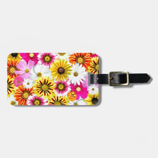 Verbluffend roze gele bloemenpatroon accessoires bagagelabel (Voorkant horizontaal)