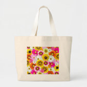 Verbluffend roze gele bloemenpatroon accessoires grote tote bag (Voorkant)