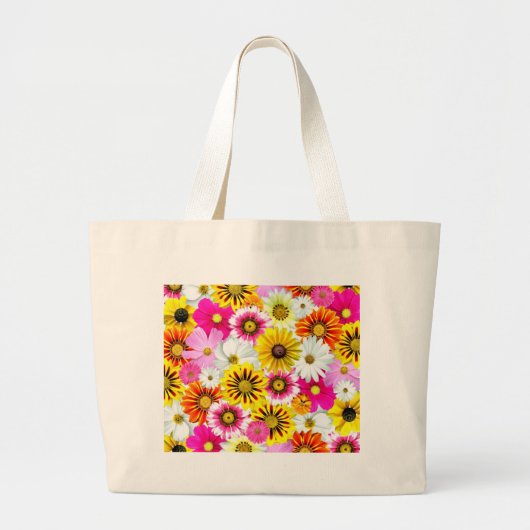 Verbluffend roze gele bloemenpatroon accessoires grote tote bag (Voorkant)