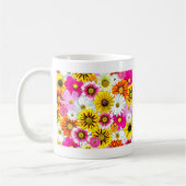 Verbluffend roze gele bloemenpatroon accessoires koffiemok (Links)