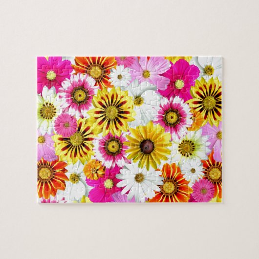 Verbluffend roze gele bloemenpatroon accessoires legpuzzel (Horizontaal)